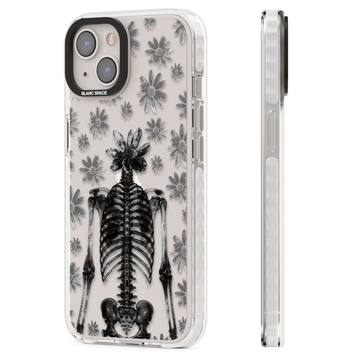 Skeleton Flower Clear Impact Phone Case for iPhone 13, iPhone 14, iPhone 15