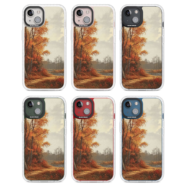 Vintage Autumn Oil Painting Clear Impact Phone Case for iPhone 13, iPhone 14, iPhone 15