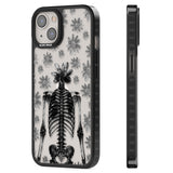 Skeleton Flower Black Impact Phone Case for iPhone 13, iPhone 14, iPhone 15