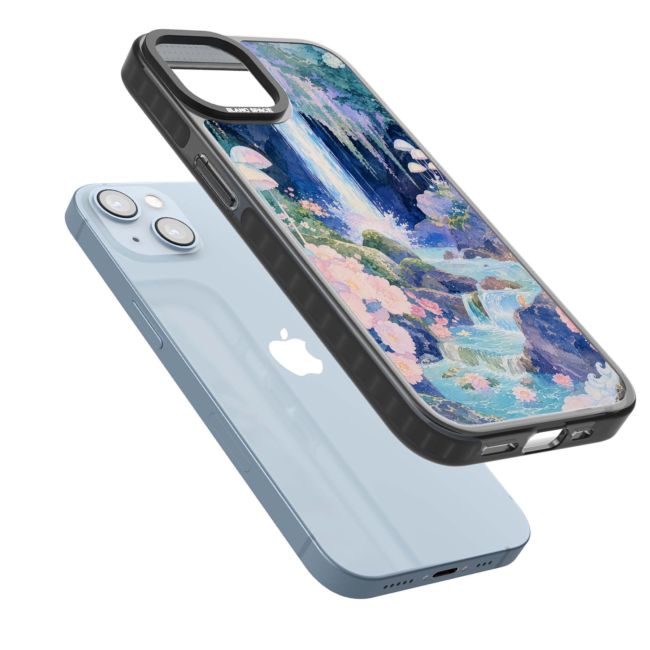 Mystic Waterfall art iPhone case | Black Impact case for iPhone 13, iPhone 14, iPhone 15