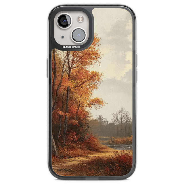 Vintage Autumn Oil Painting Black Impact Phone Case for iPhone 13, iPhone 14, iPhone 15