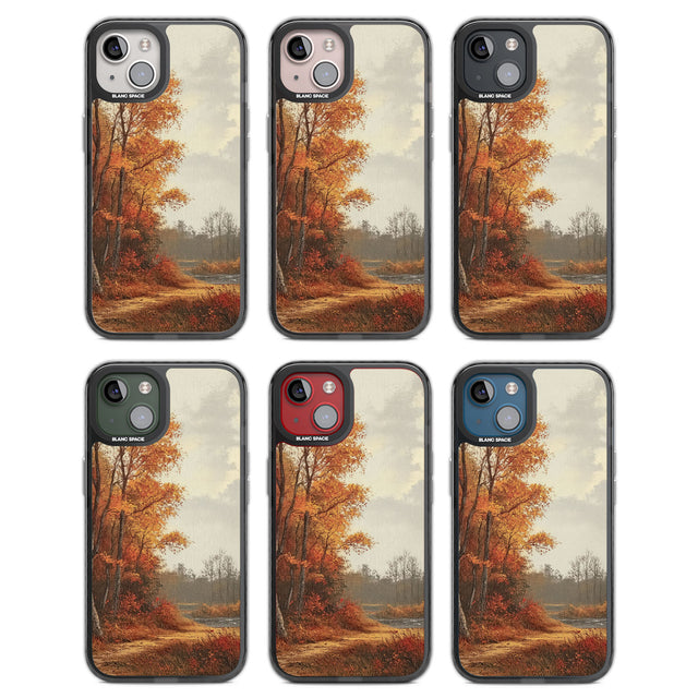 Vintage Autumn Oil Painting Black Impact Phone Case for iPhone 13, iPhone 14, iPhone 15