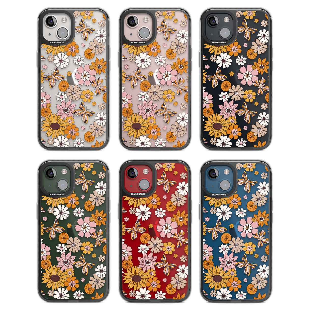 Butterfly & Bloom Autumn Floral Black Impact Phone Case for iPhone 13, iPhone 14, iPhone 15