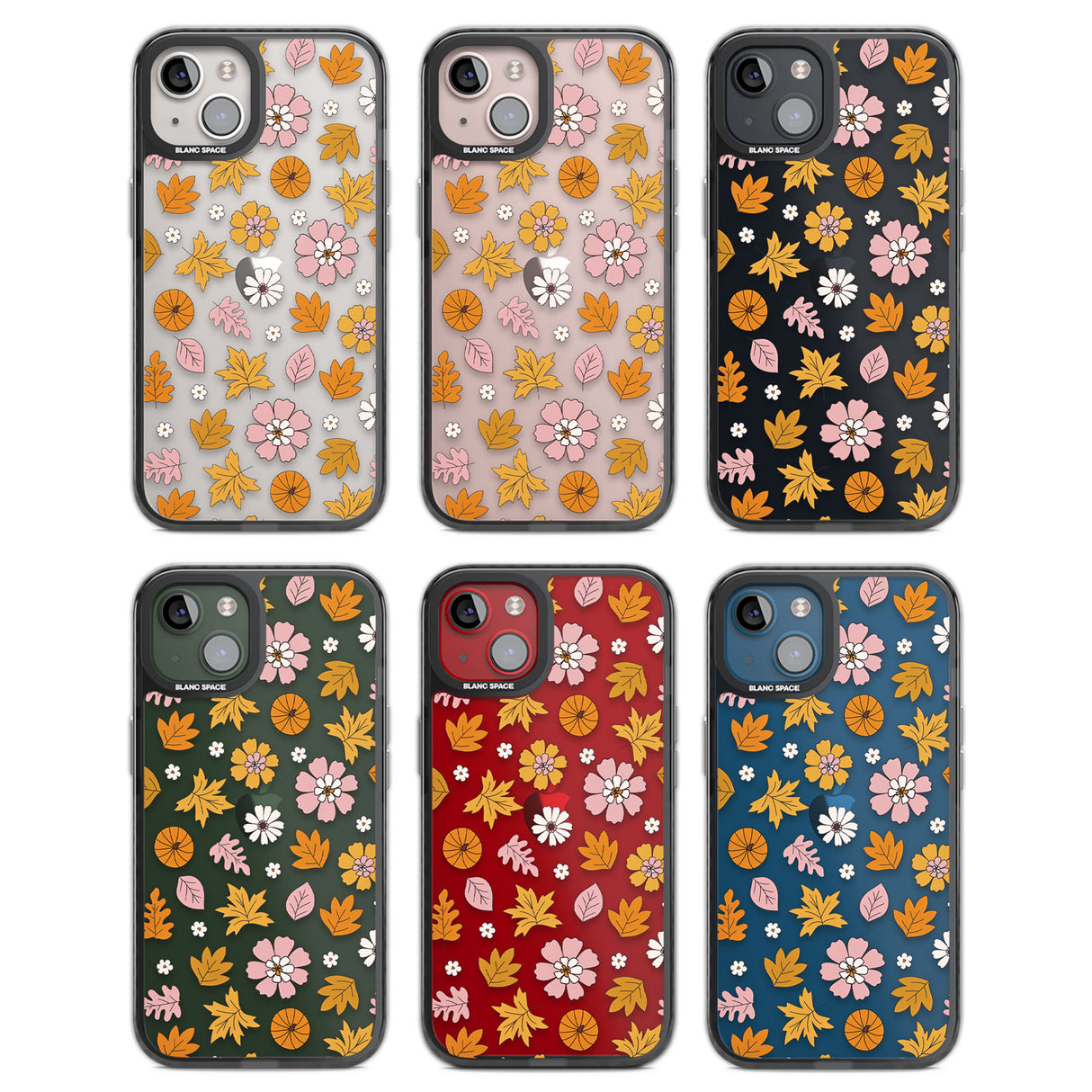 Autumn Leaves and Flowers Black Impact Phone Case for iPhone 13, iPhone 14, iPhone 15