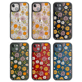 Retro Boho Fall Floral Black Impact Phone Case for iPhone 13, iPhone 14, iPhone 15