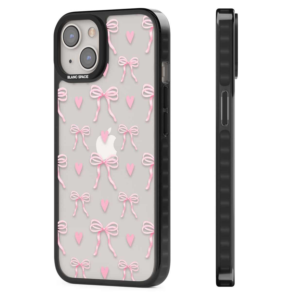 Pink Bows & Hearts Black Impact Phone Case for iPhone 13, iPhone 14, iPhone 15