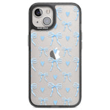 Blue Bows & Hearts Black Impact Phone Case for iPhone 13, iPhone 14, iPhone 15