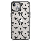 Black Bows & Hearts Black Impact Phone Case for iPhone 13, iPhone 14, iPhone 15