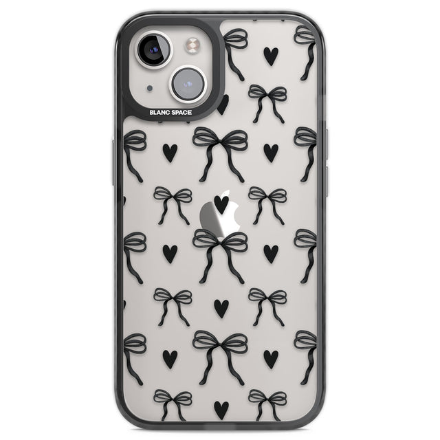 Black Bows & Hearts Black Impact Phone Case for iPhone 13, iPhone 14, iPhone 15