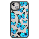 Blue Butterflies Black Impact Phone Case for iPhone 13, iPhone 14, iPhone 15