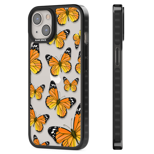 Sun-Yellow Butterflies Black Impact Phone Case for iPhone 13, iPhone 14, iPhone 15
