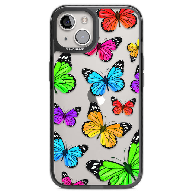 Vibrant Butterflies Black Impact Phone Case for iPhone 13, iPhone 14, iPhone 15