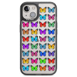 Colourful Butterfly Pattern Black Impact Phone Case for iPhone 13, iPhone 14, iPhone 15