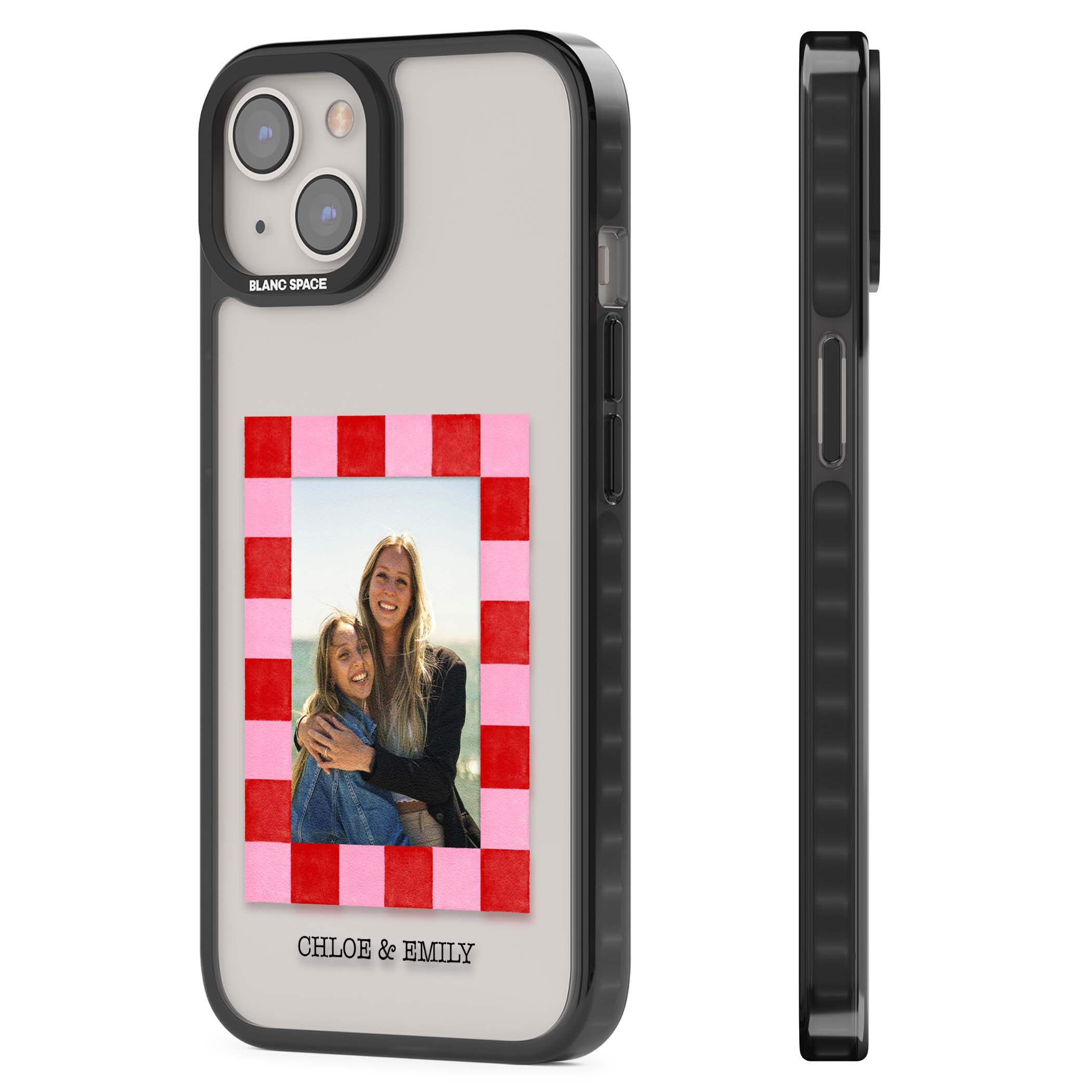 Bubblegum Check Photo for her iPhone case | Black Impact case for iPhone 13, iPhone 14, iPhone 15