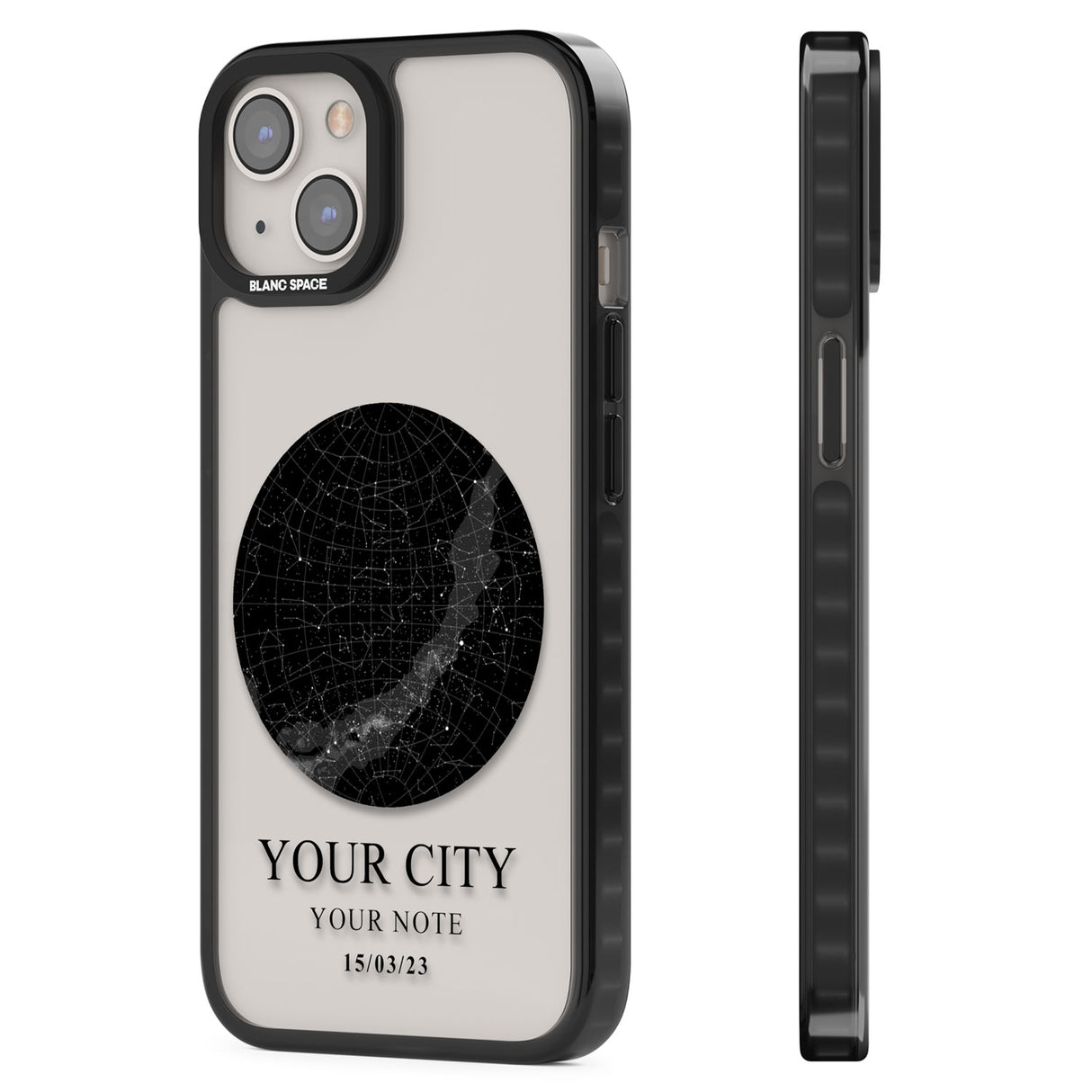 Personalised Star Map Black Impact Phone Case for iPhone 13, iPhone 14, iPhone 15