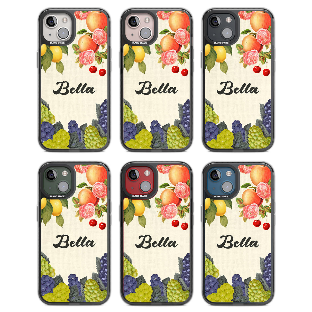Personalised Vintage Fruits Black Impact Phone Case for iPhone 13, iPhone 14, iPhone 15