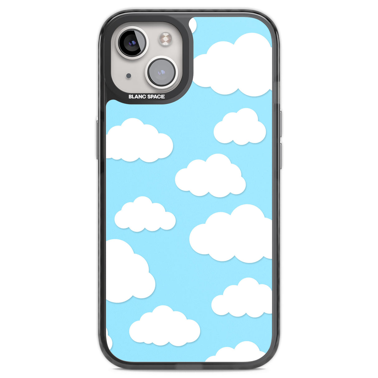 Blue Sky & Clouds Pattern Black Impact Phone Case for iPhone 13, iPhone 14, iPhone 15