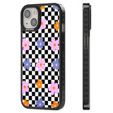 Checkered Blossom Black Impact Phone Case for iPhone 13, iPhone 14, iPhone 15