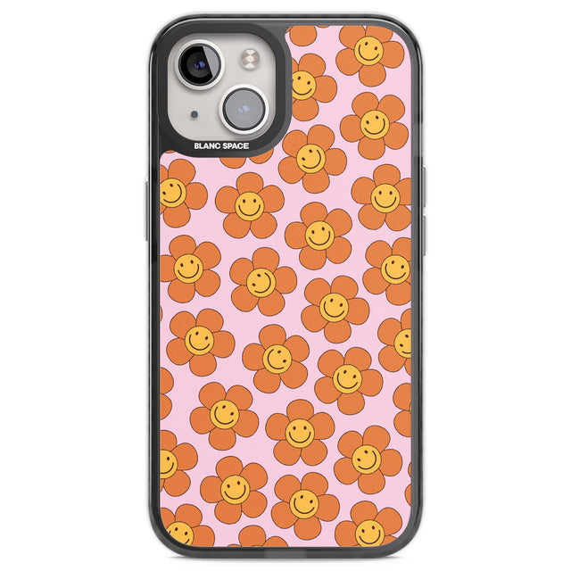 Floral Smiles Black Impact Phone Case for iPhone 13, iPhone 14, iPhone 15