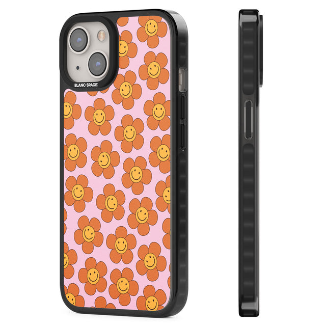 Floral Smiles Black Impact Phone Case for iPhone 13, iPhone 14, iPhone 15
