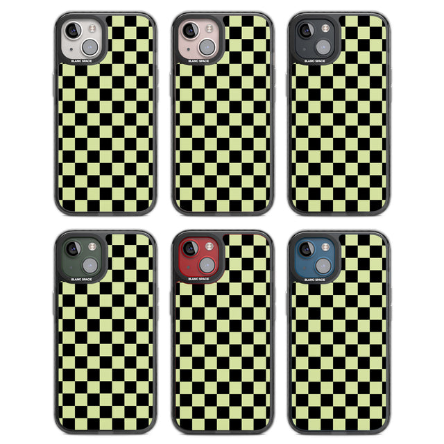 Black & Lime Check Black Impact Phone Case for iPhone 13, iPhone 14, iPhone 15