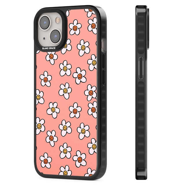 Peachy Daisy Smiles Black Impact Phone Case for iPhone 13, iPhone 14, iPhone 15
