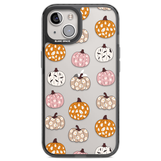 Floral Pumpkins Black Impact Phone Case for iPhone 13, iPhone 14, iPhone 15