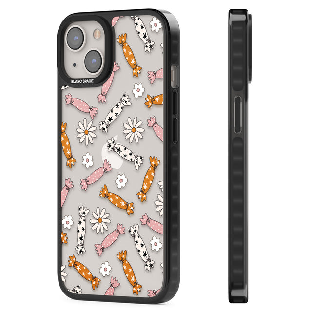 Floral Candy Black Impact Phone Case for iPhone 13, iPhone 14, iPhone 15