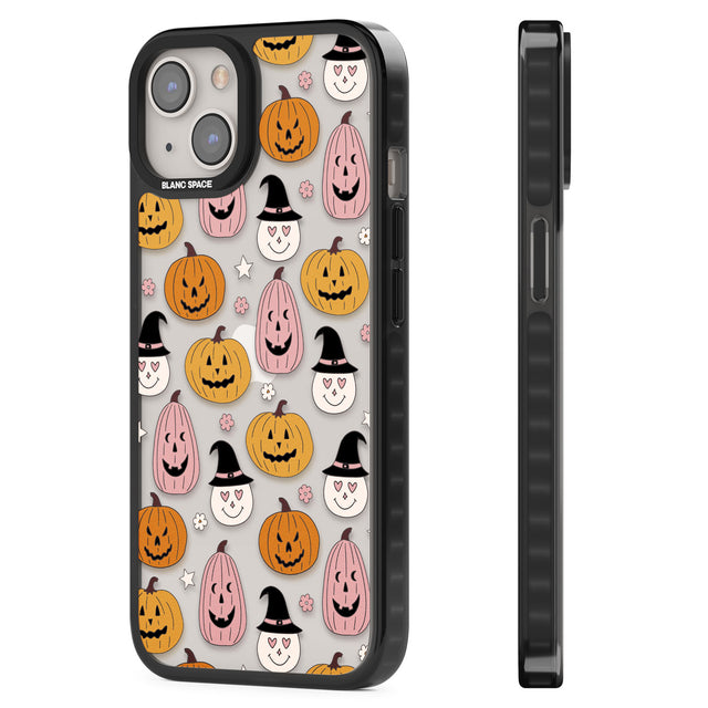 Witches and Pumpkins Pattern Black Impact Phone Case for iPhone 13, iPhone 14, iPhone 15