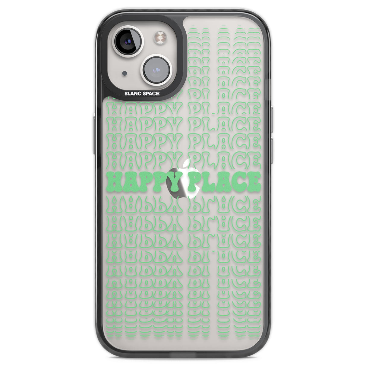 Happy Place (Green) Black Impact Phone Case for iPhone 13, iPhone 14, iPhone 15