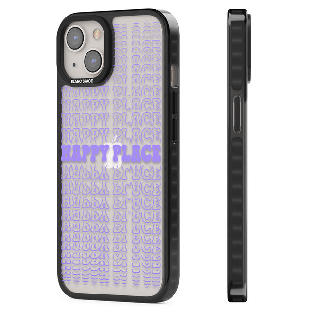 Happy Place (Purple) Black Impact Phone Case for iPhone 13, iPhone 14, iPhone 15