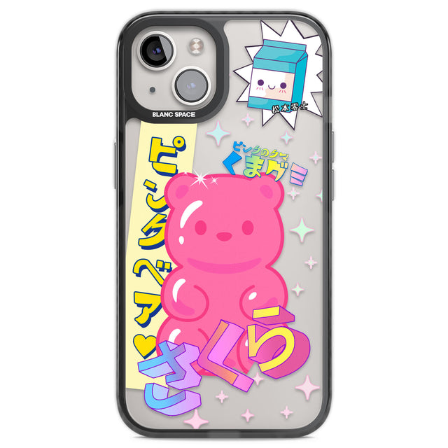 Kawaii Pink Bear Collage Black Impact Phone Case for iPhone 13, iPhone 14, iPhone 15