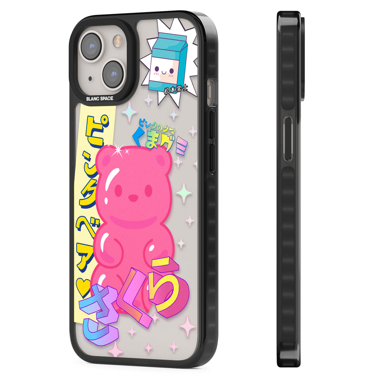 Kawaii Pink Bear Collage Black Impact Phone Case for iPhone 13, iPhone 14, iPhone 15