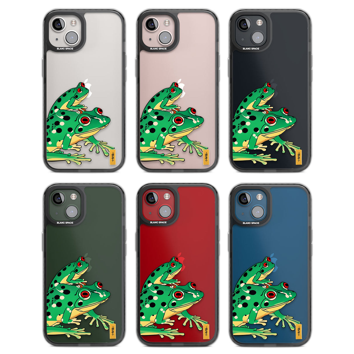 Matsumoto Hoji Frog Green Black Impact Phone Case for iPhone 13, iPhone 14, iPhone 15