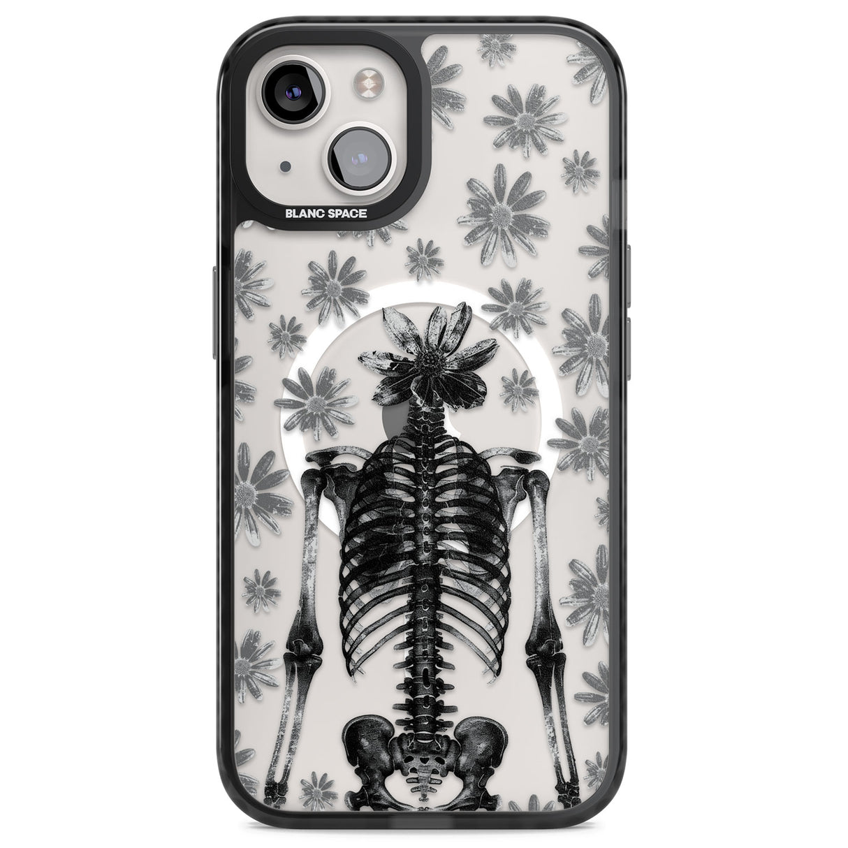 Skeleton Flower Magsafe Black Impact Phone Case for iPhone 13, iPhone 14, iPhone 15