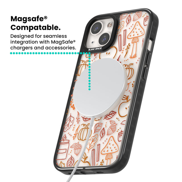 Autumn Line Pattern Magsafe Black Impact Phone Case for iPhone 13, iPhone 14, iPhone 15