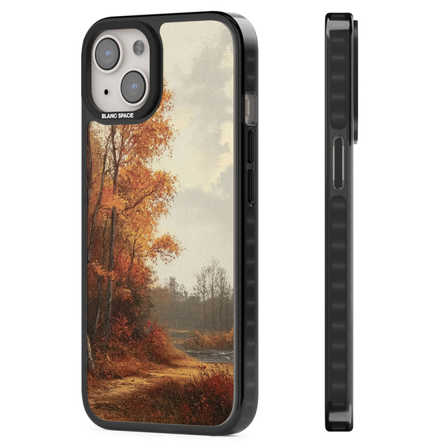 Vintage Autumn Oil Painting Magsafe Black Impact Phone Case for iPhone 13, iPhone 14, iPhone 15