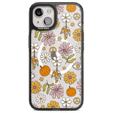 Retro Boho Fall Floral Magsafe Black Impact Phone Case for iPhone 13, iPhone 14, iPhone 15