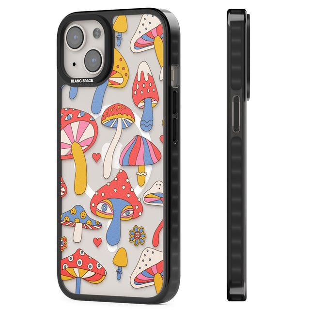 Vibrant Shrooms Magsafe Black Impact Phone Case for iPhone 13, iPhone 14, iPhone 15