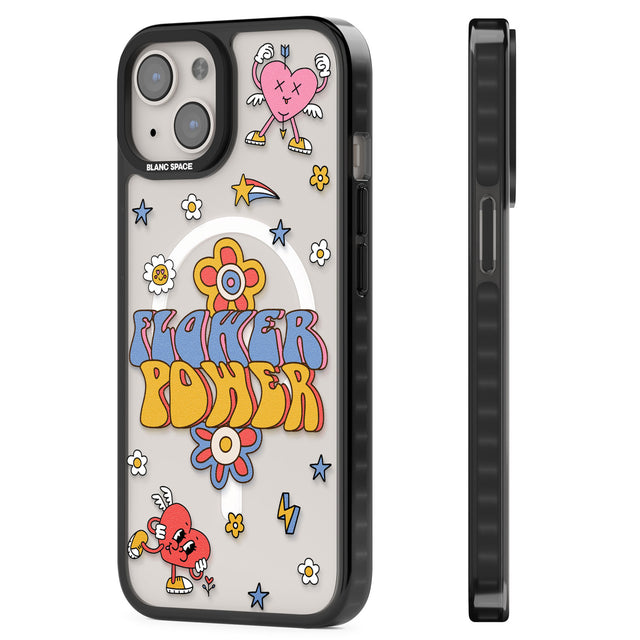 Flower Power Magsafe Black Impact Phone Case for iPhone 13, iPhone 14, iPhone 15