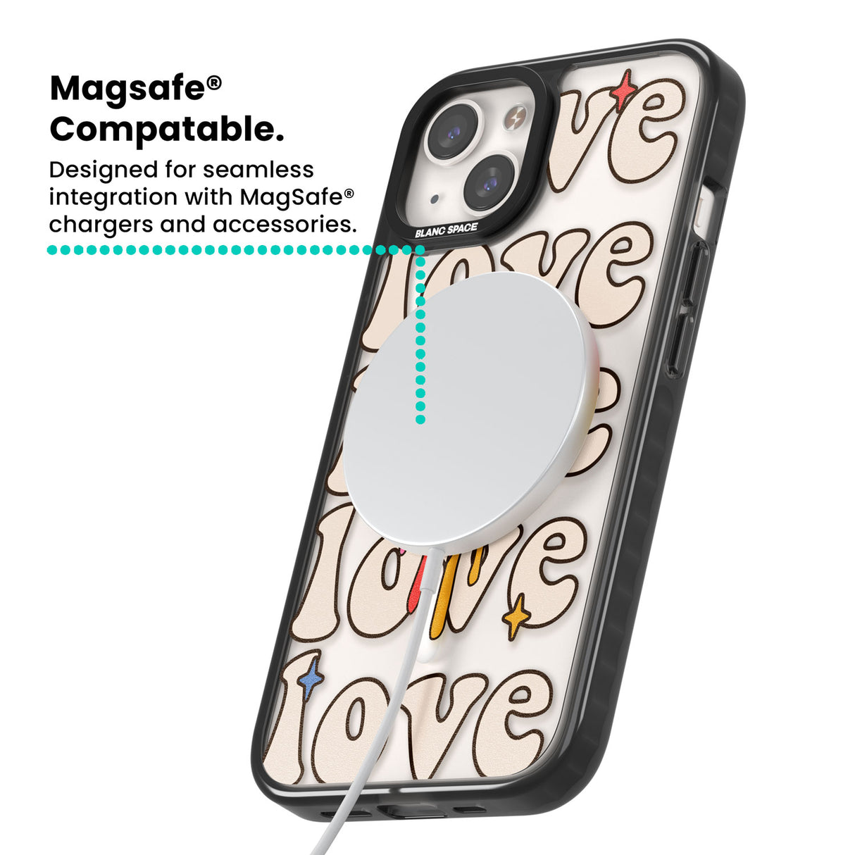 Groovy Love Magsafe Black Impact Phone Case for iPhone 13, iPhone 14, iPhone 15
