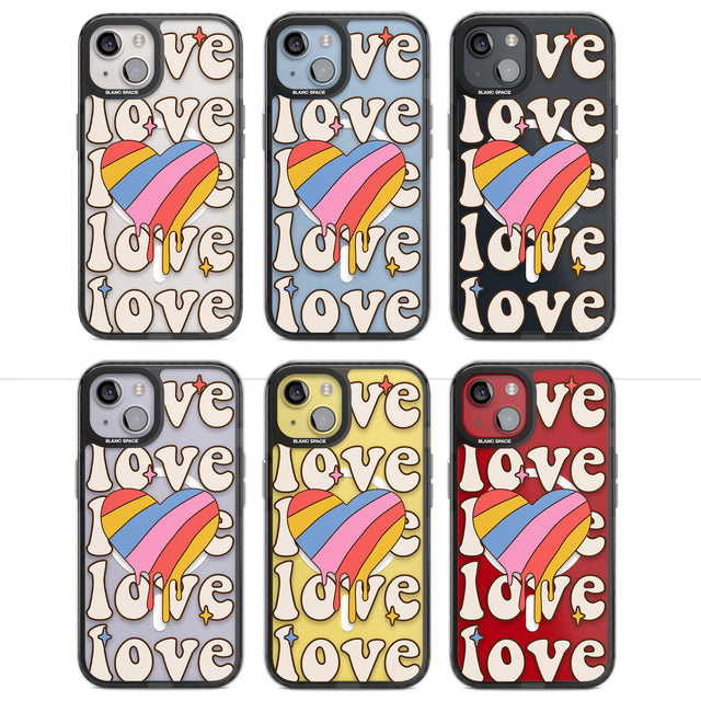 Groovy Love Magsafe Black Impact Phone Case for iPhone 13, iPhone 14, iPhone 15