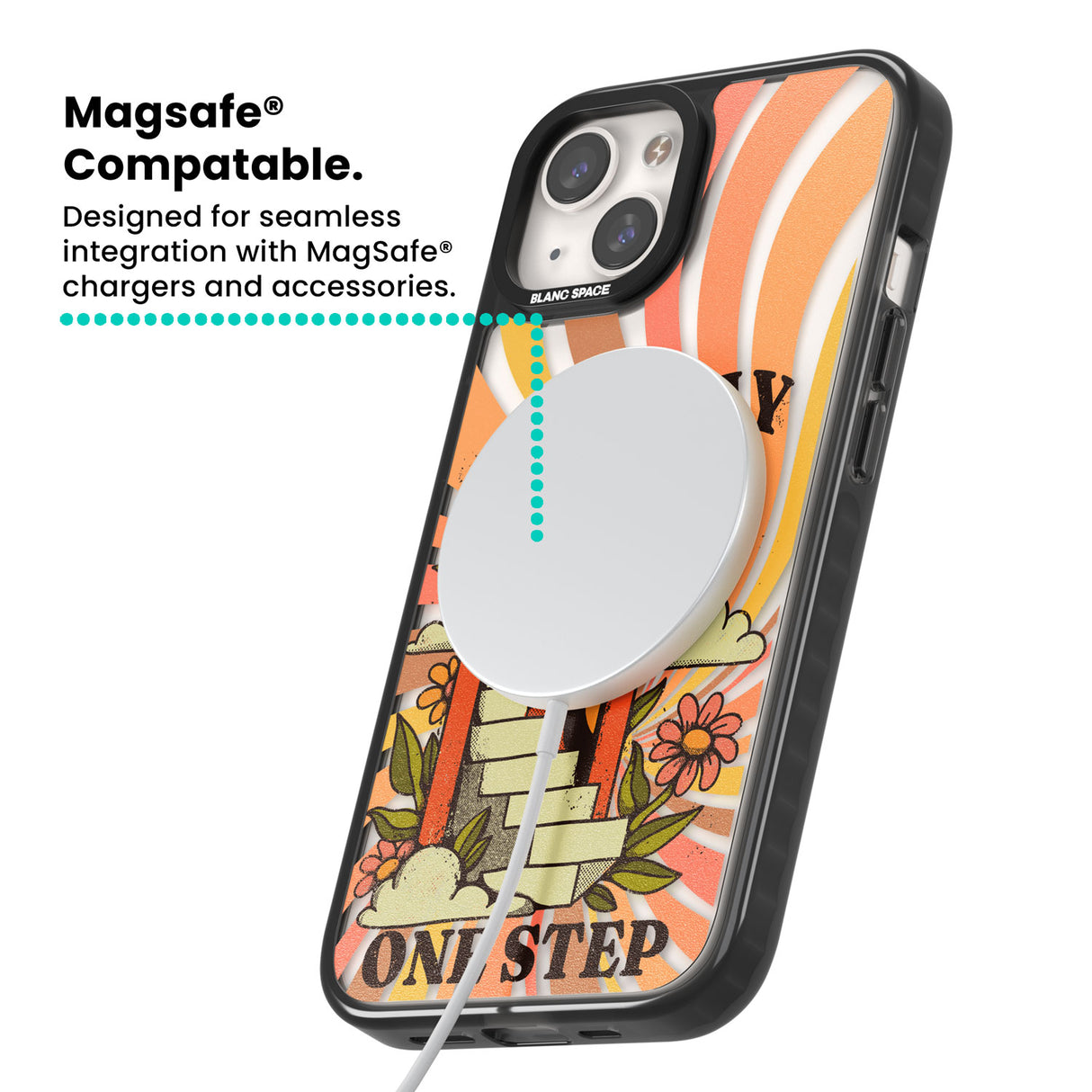 One Day One Step Magsafe Black Impact Phone Case for iPhone 13, iPhone 14, iPhone 15