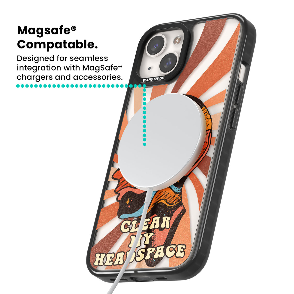 Clear My Headspace Magsafe Black Impact Phone Case for iPhone 13, iPhone 14, iPhone 15