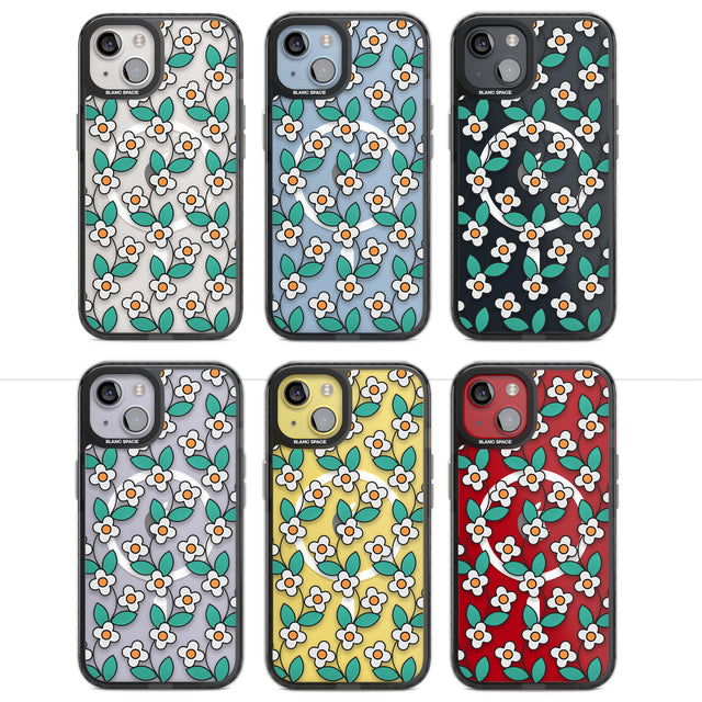 Spring Daisies Magsafe Black Impact Phone Case for iPhone 13, iPhone 14, iPhone 15