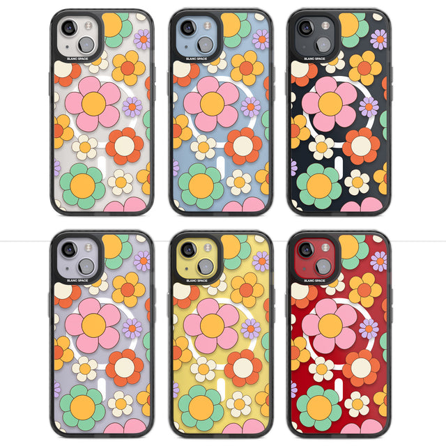 Groovy Blossoms Magsafe Black Impact Phone Case for iPhone 13, iPhone 14, iPhone 15