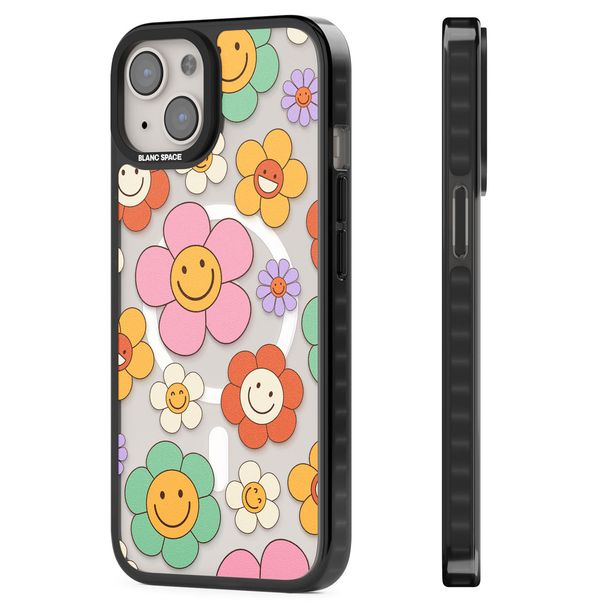 Happy Blossoms Magsafe Black Impact Phone Case for iPhone 13, iPhone 14, iPhone 15