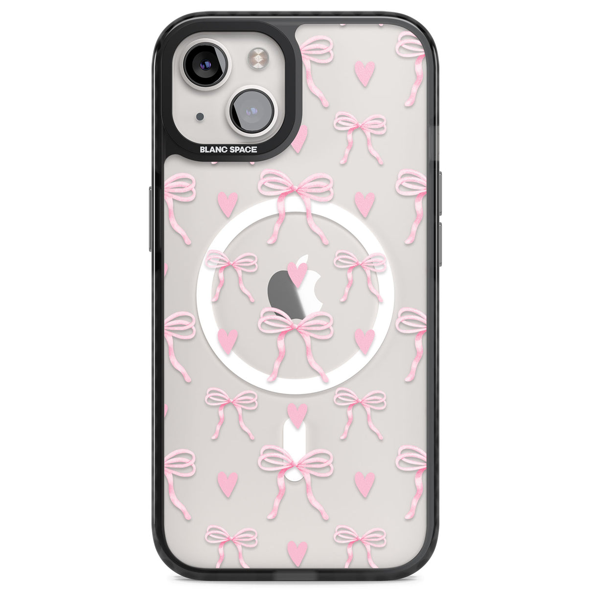 Pink Bows & Hearts Magsafe Black Impact Phone Case for iPhone 13, iPhone 14, iPhone 15