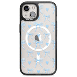 Blue Bows & Hearts Magsafe Black Impact Phone Case for iPhone 13, iPhone 14, iPhone 15