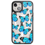 Blue Butterflies Magsafe Black Impact Phone Case for iPhone 13, iPhone 14, iPhone 15